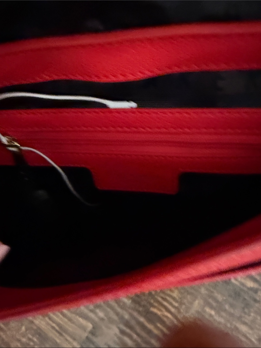 Ted Baker Bright Red Pebbled Leather Crossbody with Striped Strap - Picture 3 of 7
